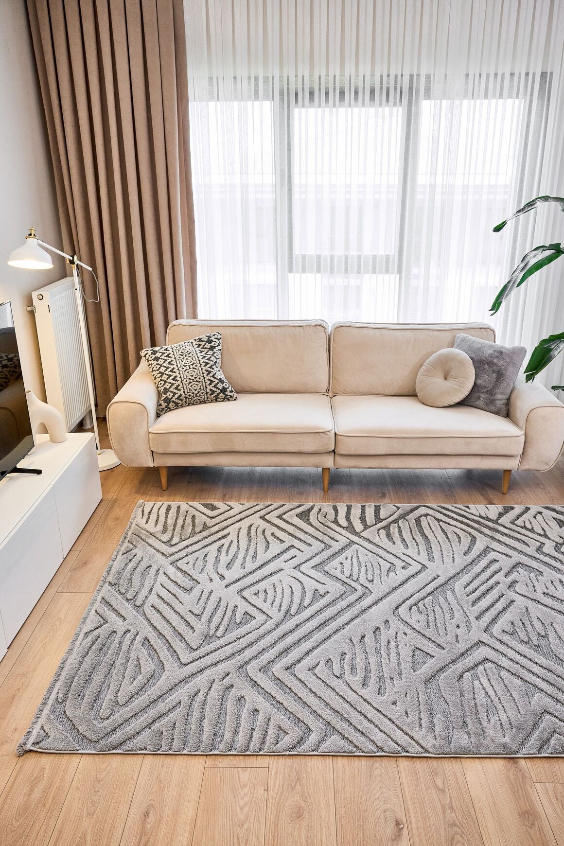 Orion 4223 Gri - Dokuma Halı | Flat Cut Desenli Salon Halısı